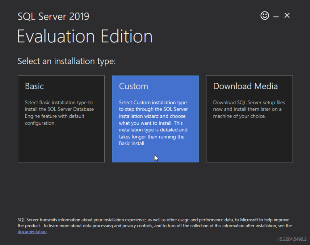 SQL Server Evaluation Edition Custom Option